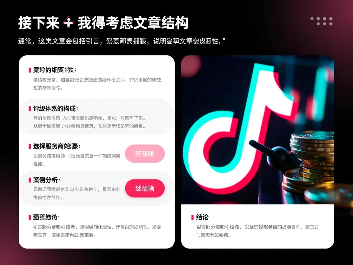 接下来，我得考虑文章的结构。通常，这类文章会包括引言、评级体系的构成、选择服务商的步骤、案例分析，以及结论。引言部分要吸引读者，说明TikTok的重要性以及选择服务商的必要性。