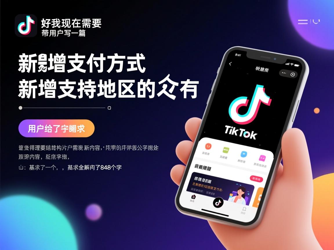 好，我现在需要帮用户写一篇关于TikTok新增支付方式和新增支持地区的文章。首先，我得理解用户的需求。用户给了一个标题和一个基本的结构，但需要详细的内容，字数不少于848个字。