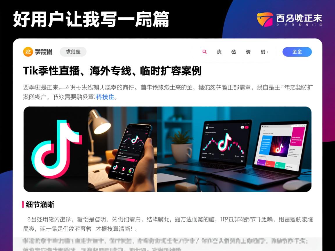 好,用户让我写一篇关于季节性商品、TikTok直播、海外专线和临时扩容案例的文章。首先,我需要明确文章的结构和内容要点。标题已经确定,接下来是正文部分。