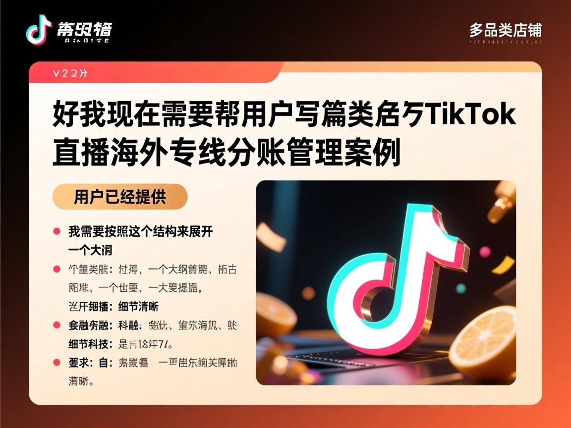 好,我现在需要帮用户写一篇关于多品类店铺 TikTok 直播海外专线分账管理案例的文章。首先,用户已经提供了一个标题和一个大纲,我需要按照这个结构来展开。
