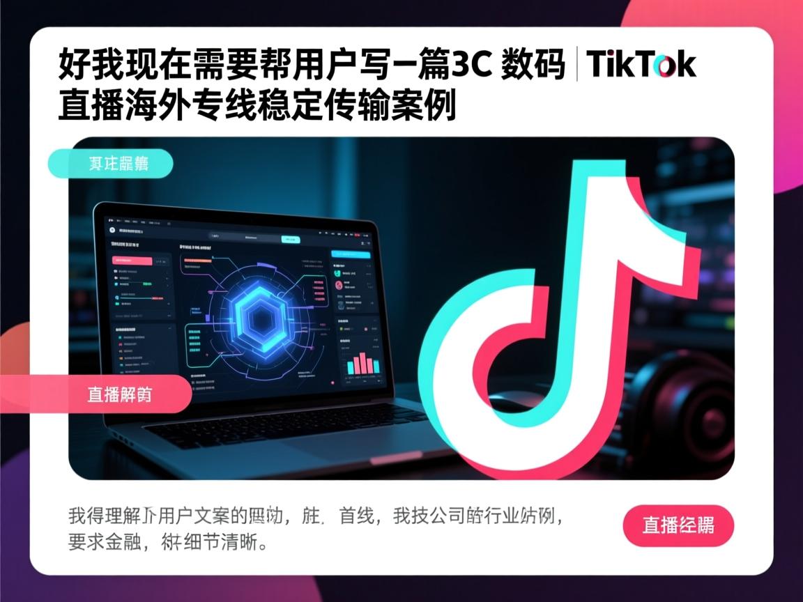 好，我现在需要帮用户写一篇关于3C 数码 TikTok 直播海外专线稳定传输案例的文章。首先，我得理解用户的需求。他们可能是一个科技公司，或者是在做直播行业的，想要展示他们成功案例的技术细节和经验。