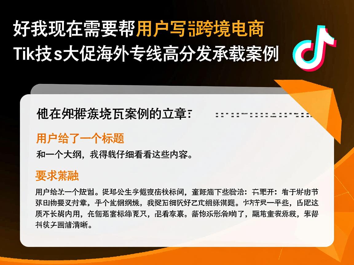 好，我现在需要帮用户写一篇关于跨境电商TikTok大促海外专线高并发承载案例的文章。首先，用户给了一个标题和一个大纲，我得先仔细看看这些内容。