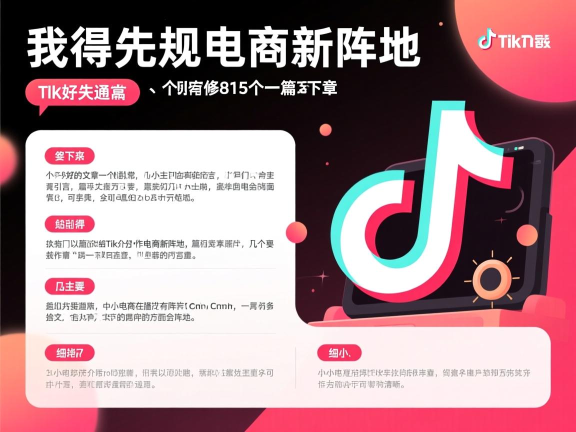 接下来，文章内容需要不少于815个字。我得先规划一下文章的结构。通常，一篇好的文章会有引言、几个主要部分和结论。引言部分可以介绍TikTok作为电商新阵地的重要性，以及中小电商在直播方面的挑战和机会。