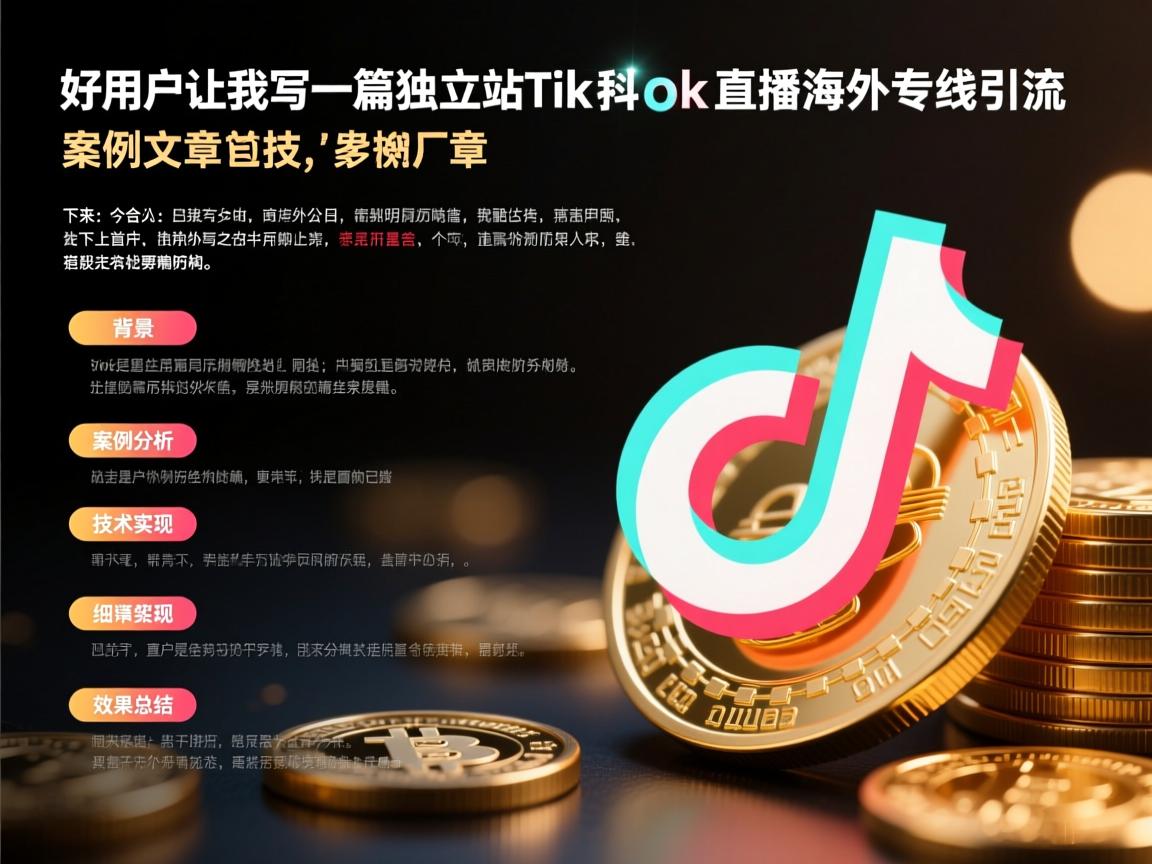 好，用户让我写一篇关于独立站TikTok直播海外专线引流的案例文章。首先，我需要明确文章的结构和内容。标题已经给出，接下来是引言、背景、案例分析、技术实现、效果分析和总结。