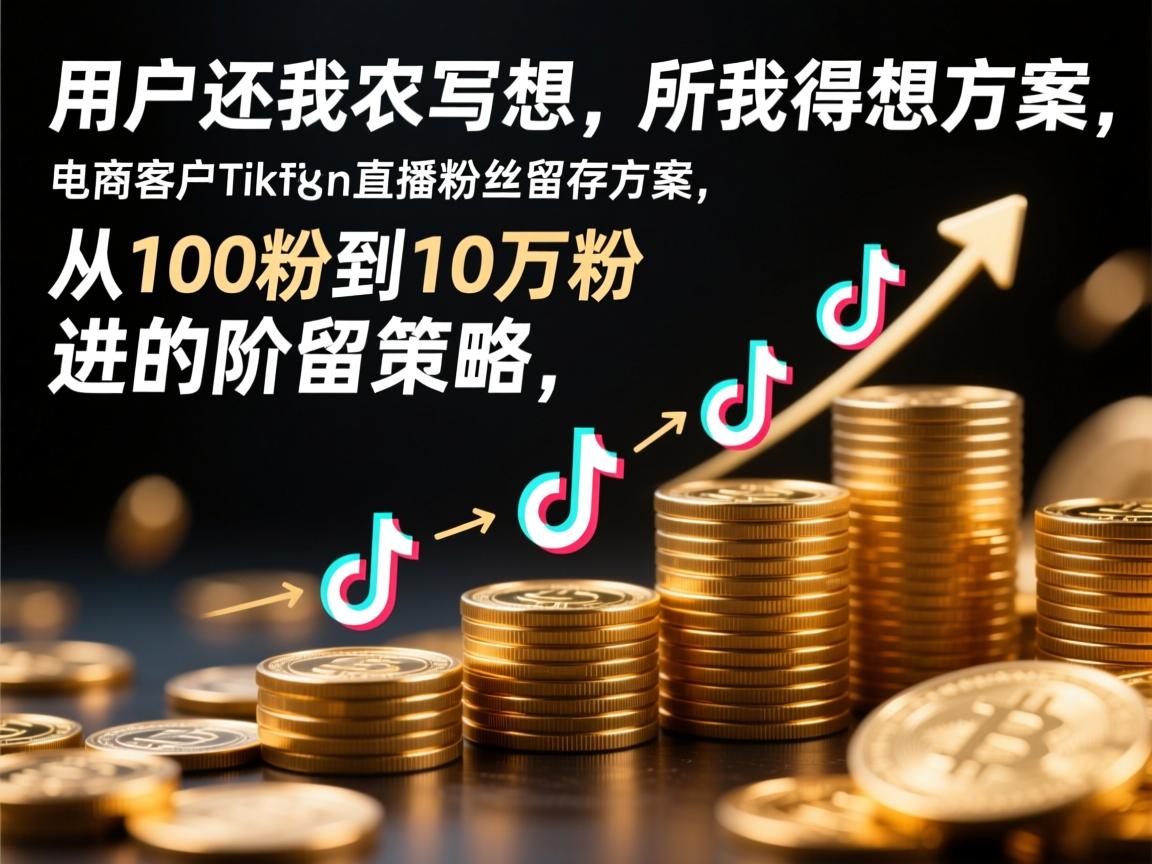 用户还要求写一个标题，所以我得想一个吸引人的标题。比如电商客户TikTok直播粉丝留存方案，从100粉到10万粉的进阶策略，这样既点明了主题，又暗示了提升的过程。