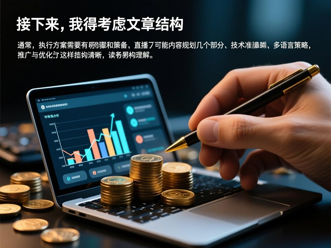 接下来，我得考虑文章的结构。通常，执行方案需要有明确的步骤和策略，所以可能分为几个部分，比如市场分析、直播内容规划、技术准备、多语言策略、推广与优化等。这样结构清晰，读者容易理解。