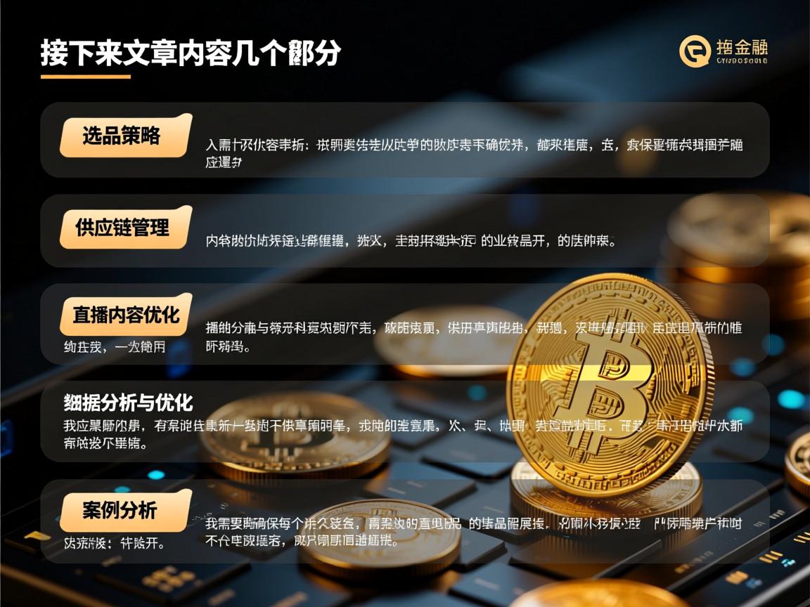 接下来，文章内容分为几个部分，选品策略、供应链管理、直播内容优化、数据分析与优化，以及案例分析。我需要确保每个部分都详细展开，同时保持逻辑连贯。